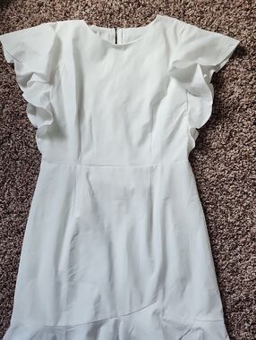 White Ruffle Sleeve Dress
